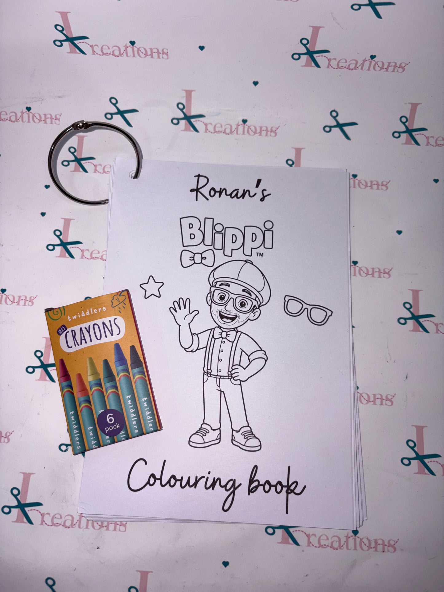 Personalised 12 Page Themed Colouring Book with Crayons & Reusable Ring Binder