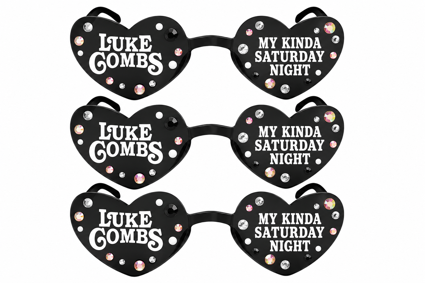 Personalised Luke Combs Heart Sunglasses | Festival & Concert Glasses | Vinyl or Rhinestone Design