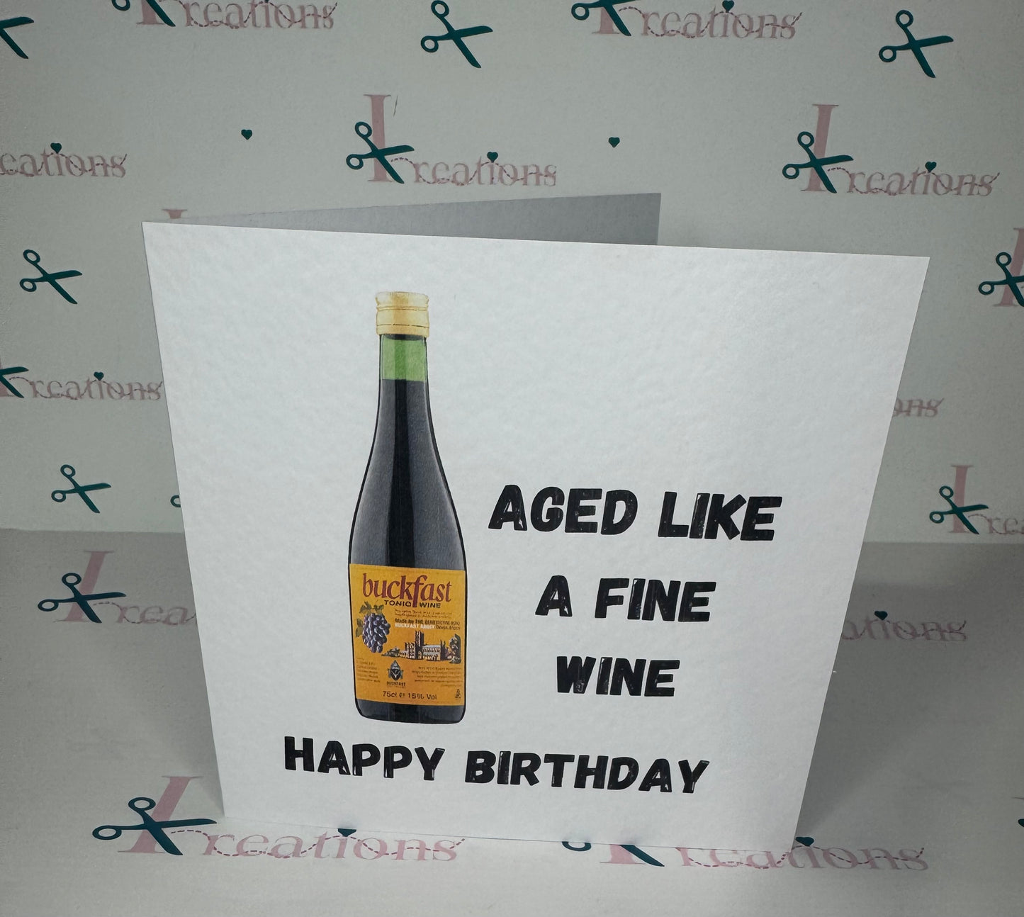 Buckfast Birthday Card, Funny, 6x6 white hammered Card