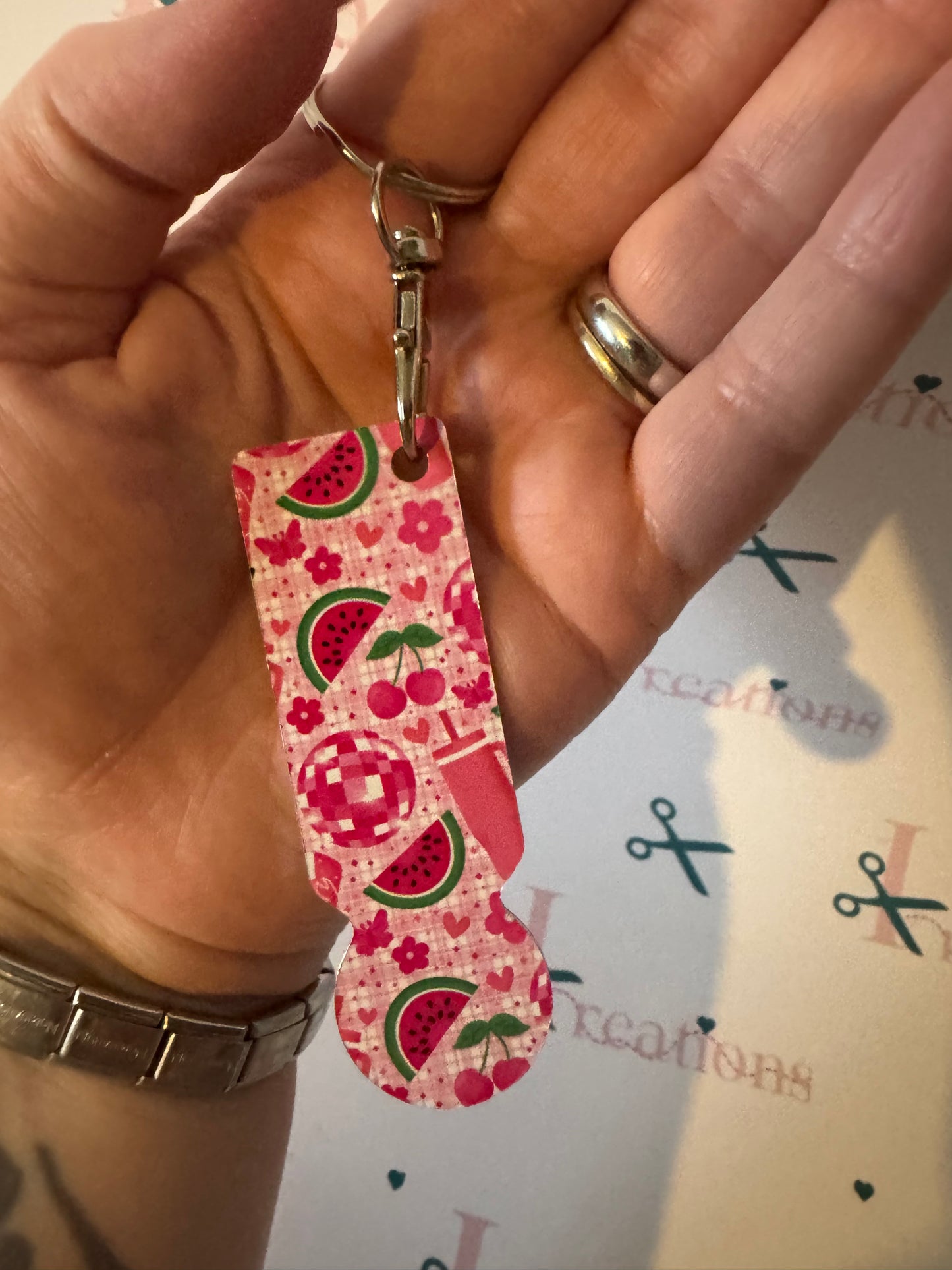 Watermelon Disco Pink Trolley Keychain 🍉🪩