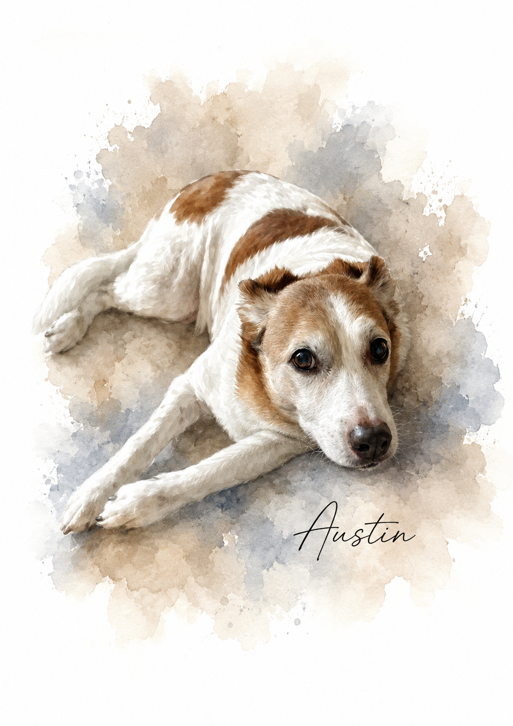Personalised Pet Watercolour Portrait | Custom Digital Download or A4 Printed Pet Portrait | Memorial Pet Gift | Dog & Cat Portrait