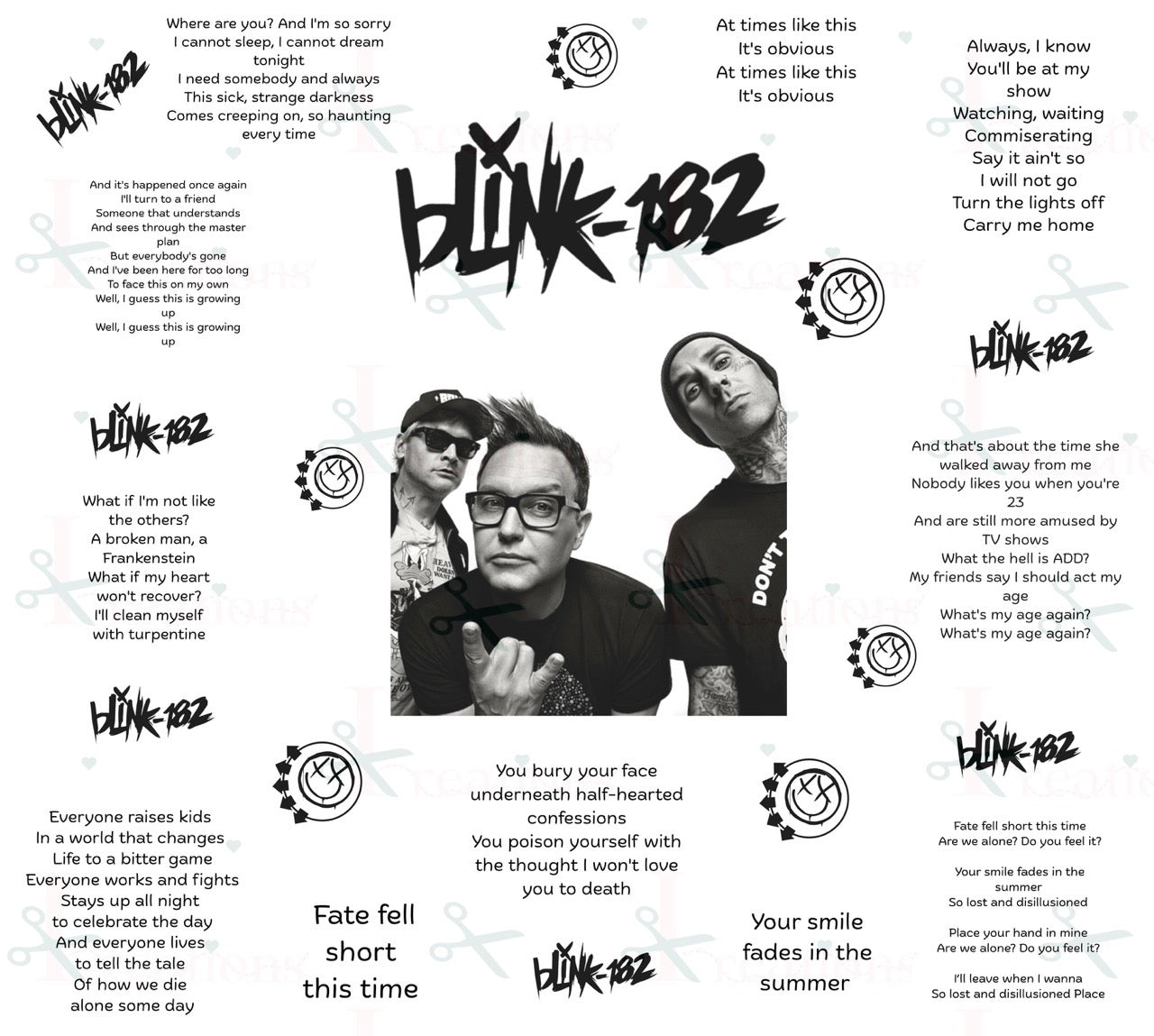 Blink-182 Inspired 20oz Stainless Steel Tumbler – Music & Lyrics Design