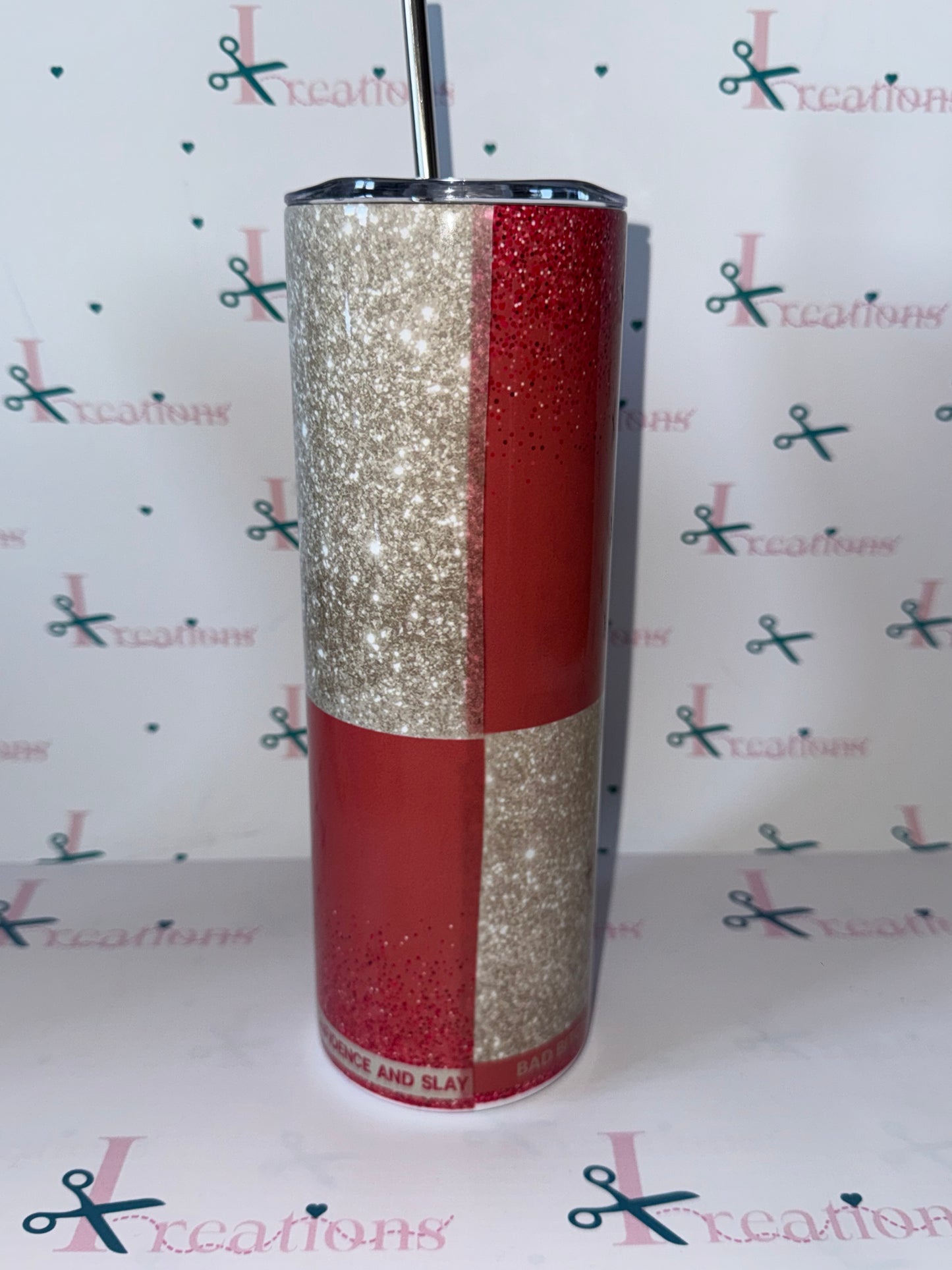 20oz Red bull pink & silver tumbler whoopsie