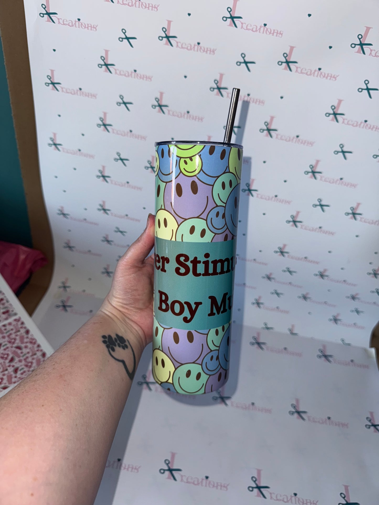 20oz Over Stimulated Boy Mum Design Whoopsie Tumbler
