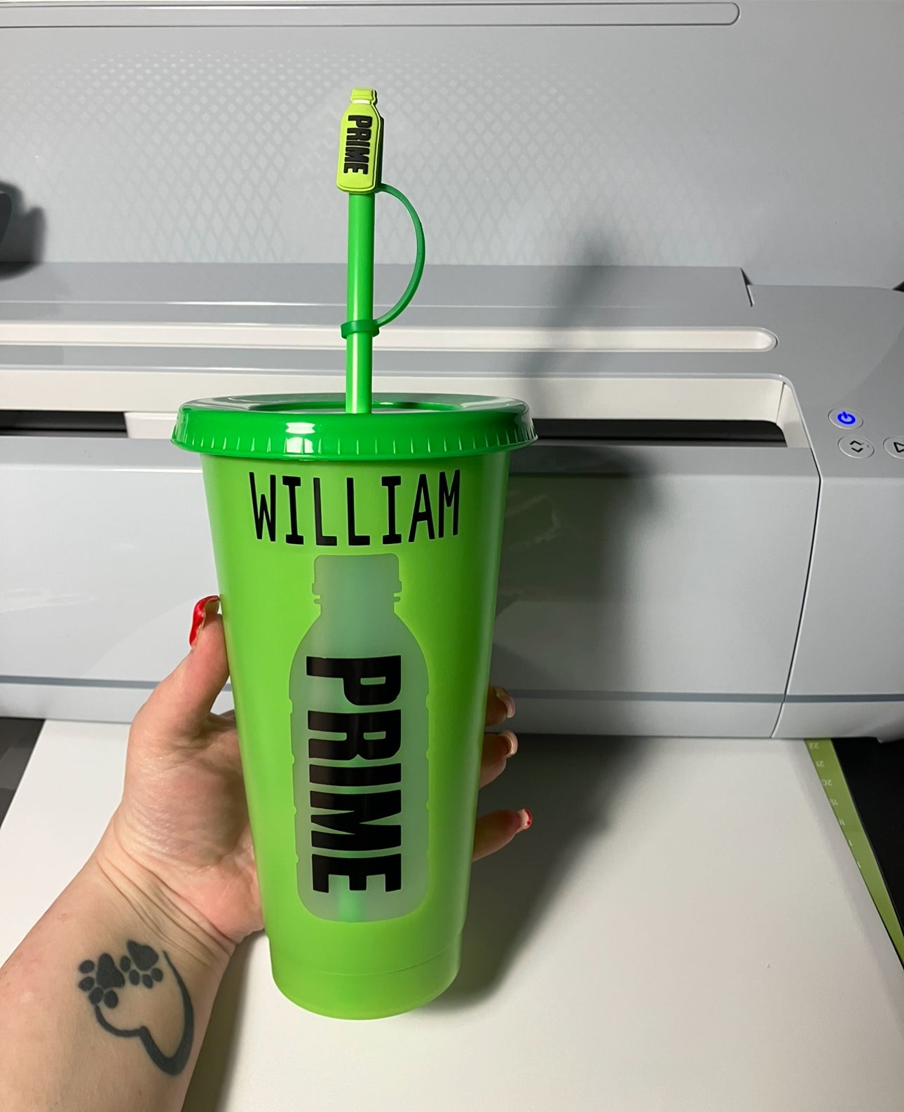 Green Prime cup with topper