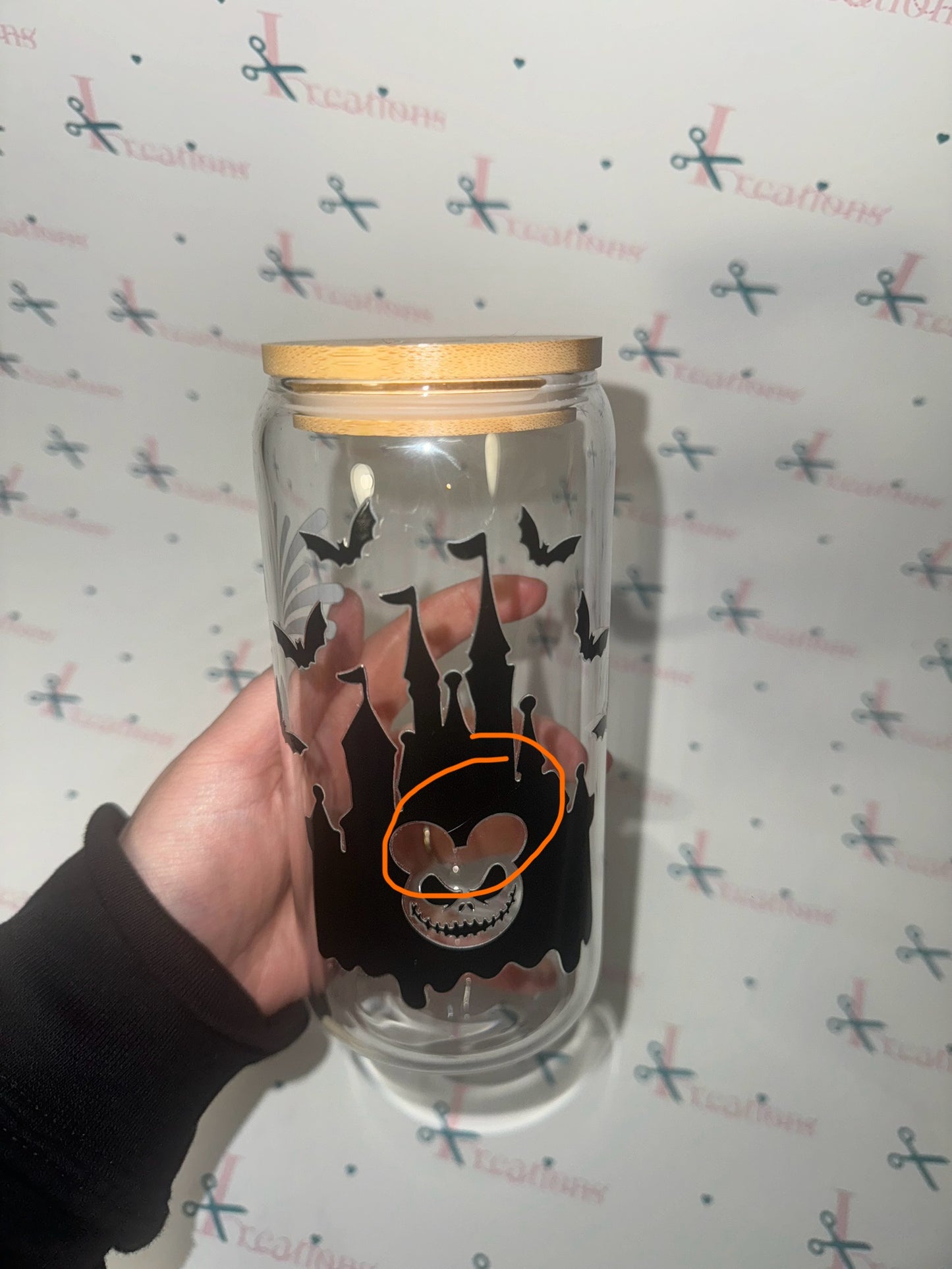 Whoopsie D*sney inspired castle 16oz libbey glass tumbler