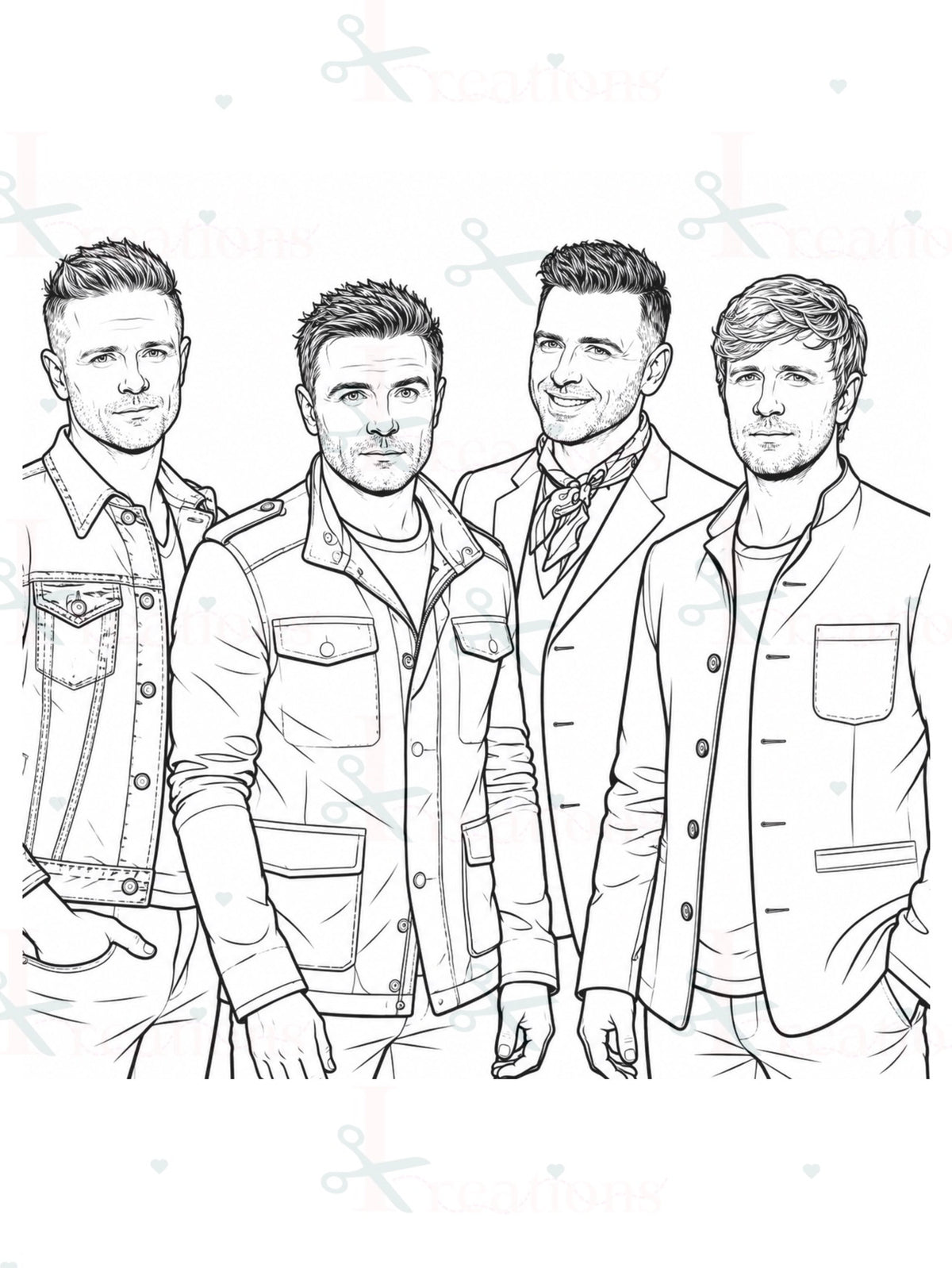 90s Boyband Colouring Book | 12 A4 Colouring Pages | Silver Ring Bound | Nostalgic Music Gift