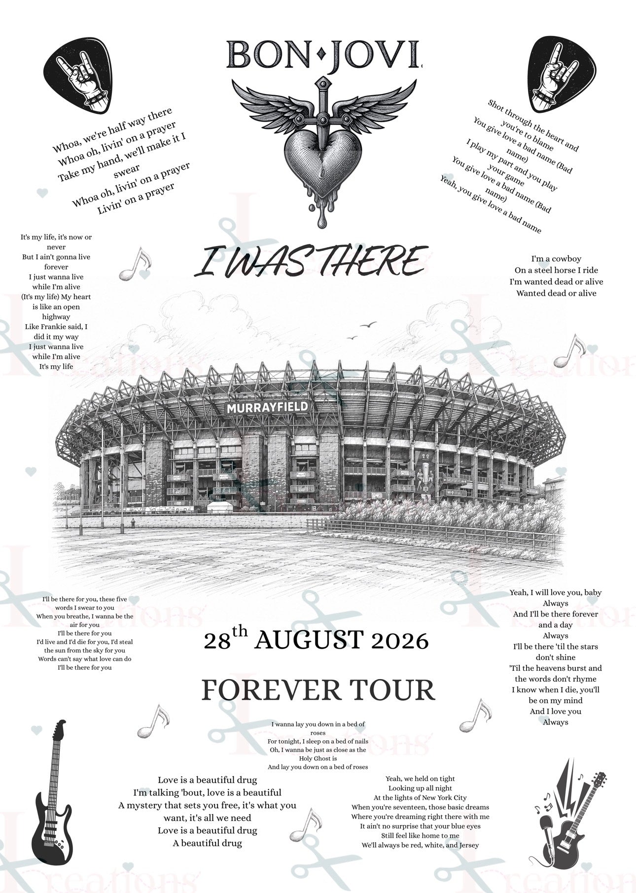 Bon Jovi “I Was There” Murrayfield 2026 A4 Concert Print | Forever Tour Keepsake