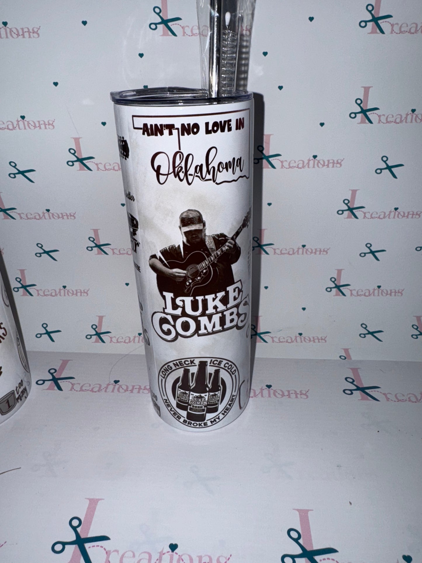 Luke Combs 20oz Stainless Steel Tumbler with Straw - Ain't No Love in Oklahoma Design - Perfect for Music Lovers