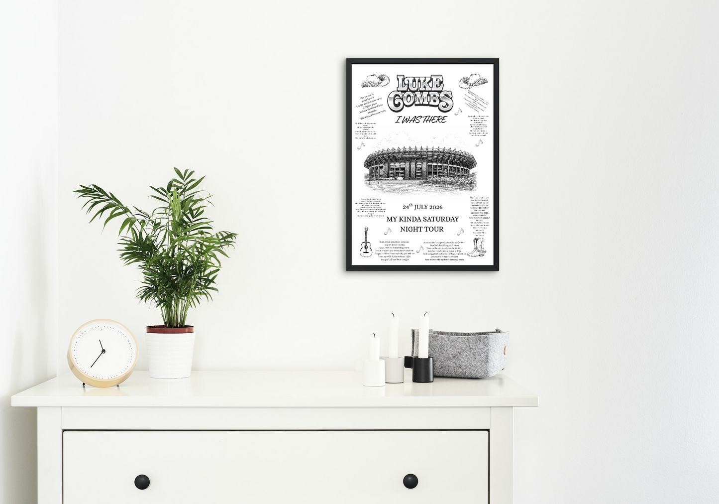 Luke Combs “I Was There” A4 Concert Print – Murrayfield 2026 | My Kinda Saturday Night Tour Keepsake