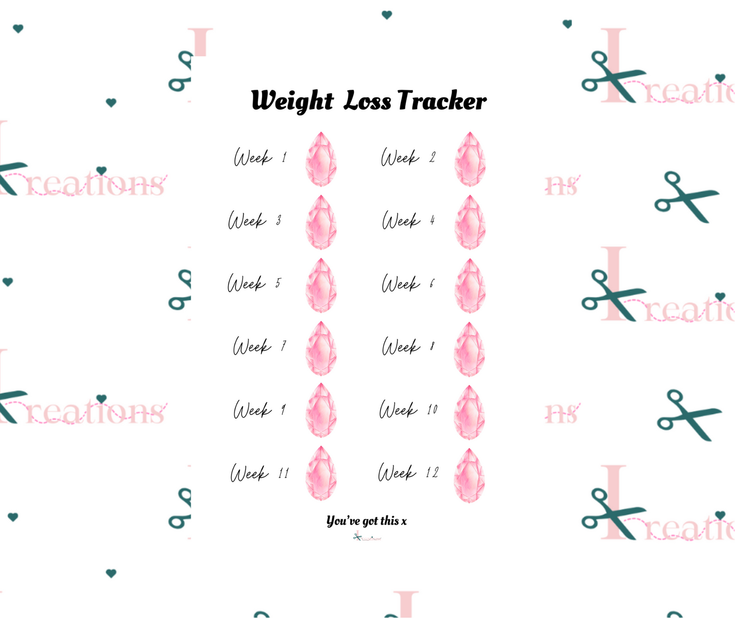 12 week Weight loss tracker - Reusable