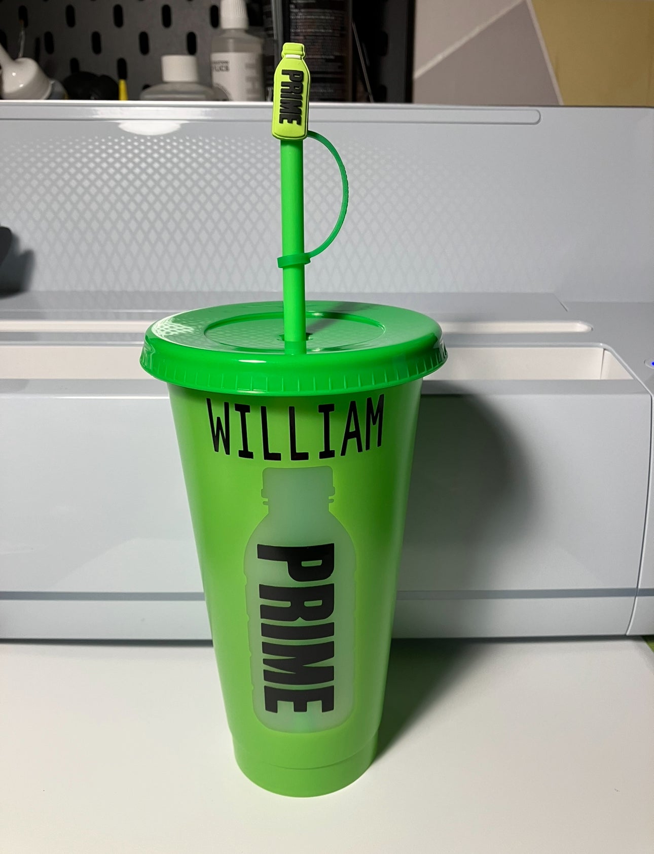 Green Prime cup with topper