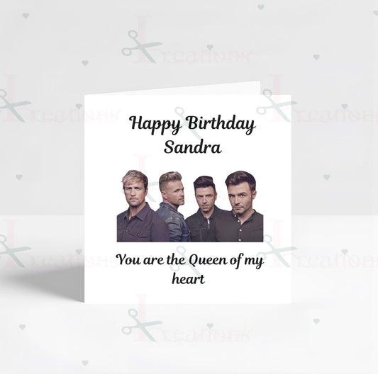 Personalised Westlife Birthday Card – Queen of My Heart – 6x6 Card