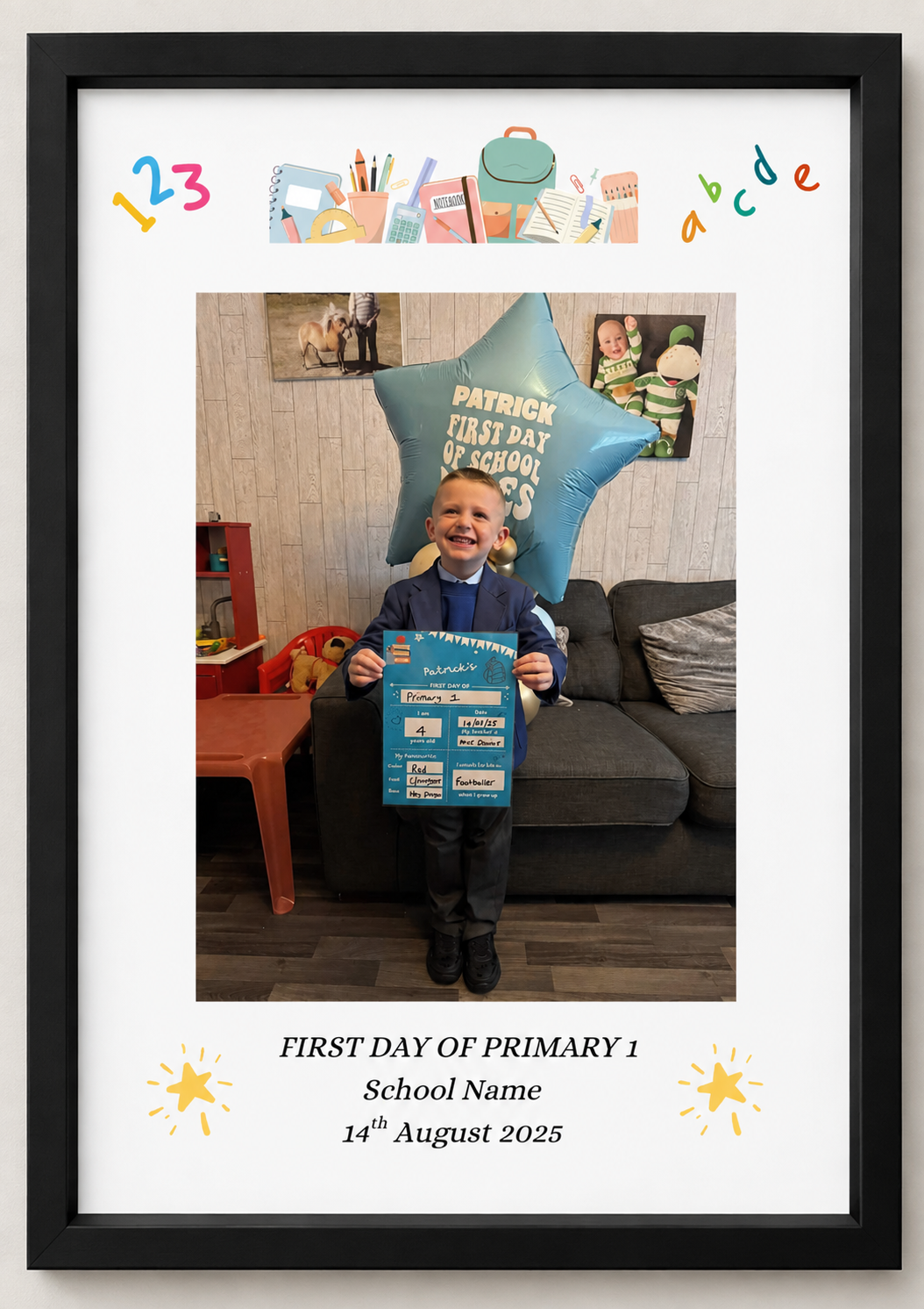 Personalised First Day at School Photo Print | A4 School Keepsake | First Day of Primary School