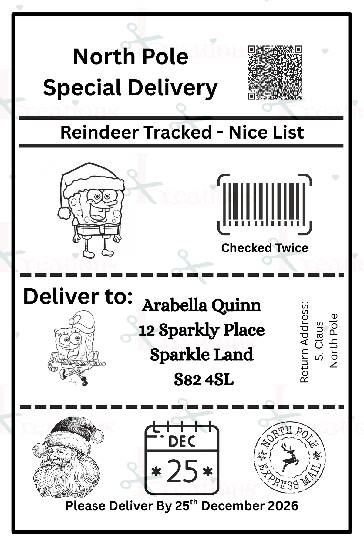 Character North Pole Postage Labels (pack of 10 or 25 Character Labels)
