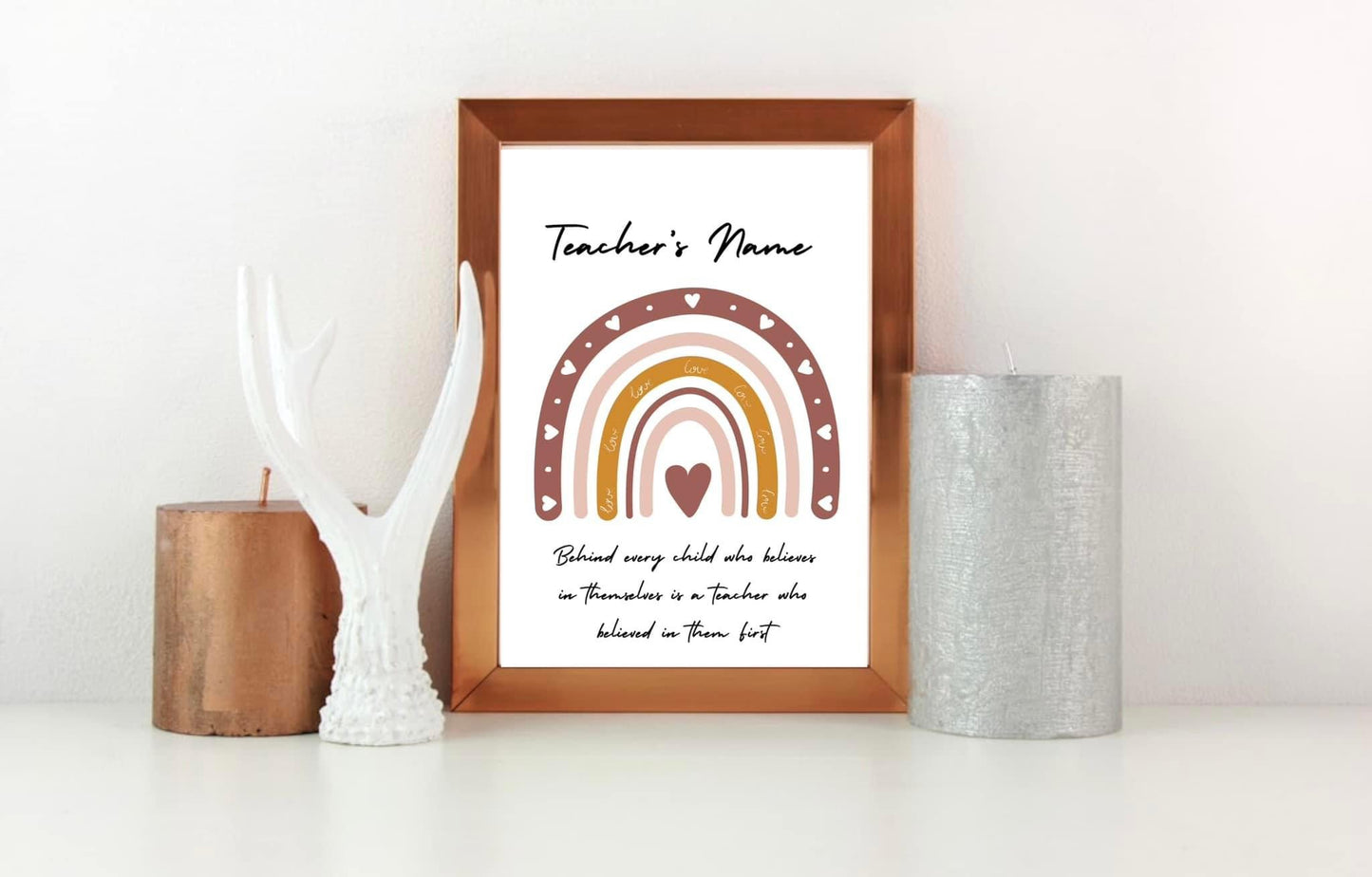 Personalised Teacher Rainbow Print | Custom Teacher Name Gift | Thank You Teacher Wall Art
