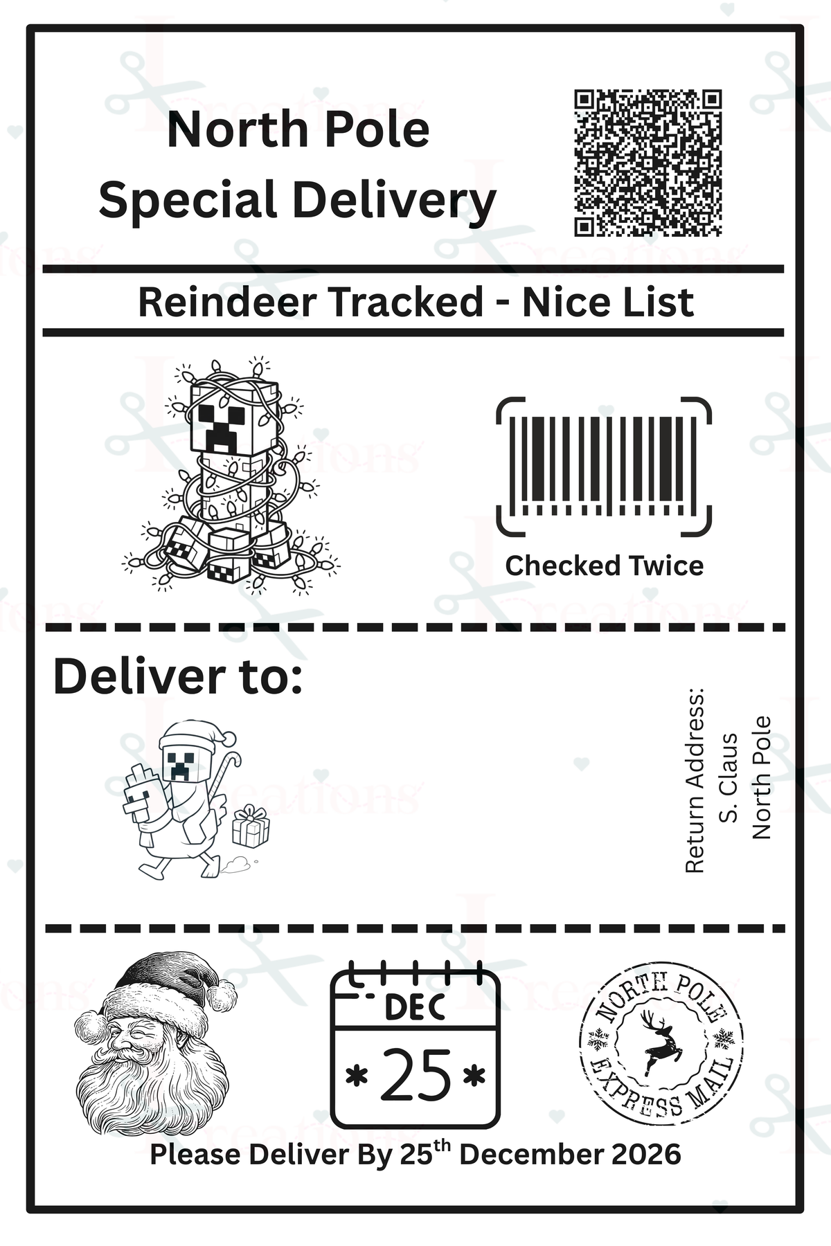 Character North Pole Postage Labels (pack of 10 or 25 Character Labels)