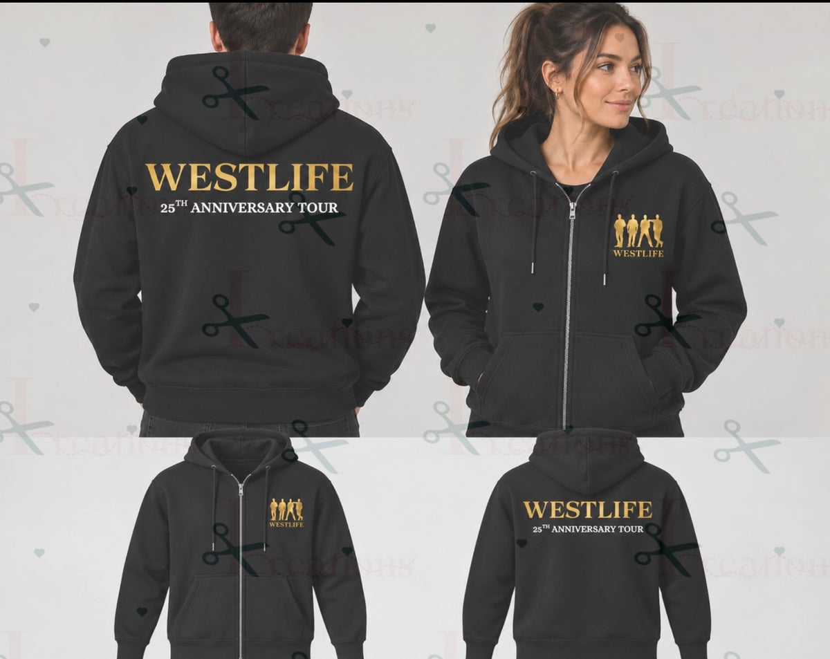 Westlife 25th Anniversary Tour Inspired Zipper | Black Unisex Concert Zipper | Front & Back Design