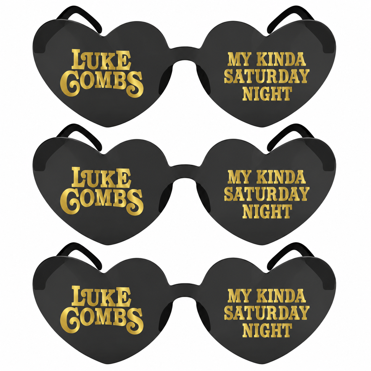 Personalised Luke Combs Heart Sunglasses | Festival & Concert Glasses | Vinyl or Rhinestone Design