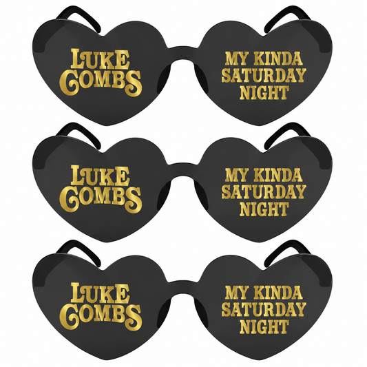 Personalised Luke Combs Heart Sunglasses | Festival & Concert Glasses | Vinyl or Rhinestone Design