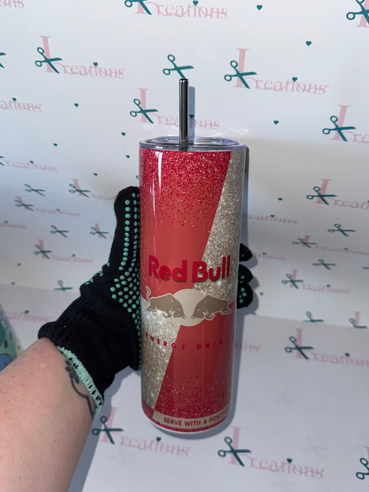 20oz Red bull pink & silver tumbler whoopsie