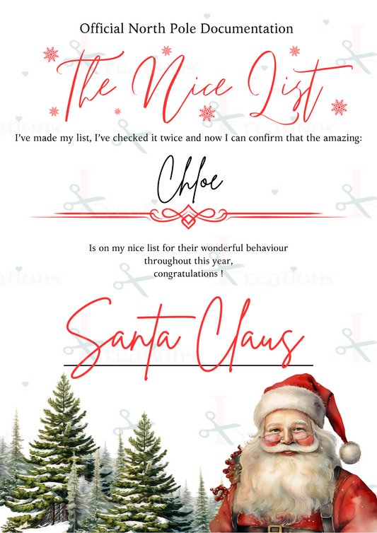 Santa Nice List Certificates