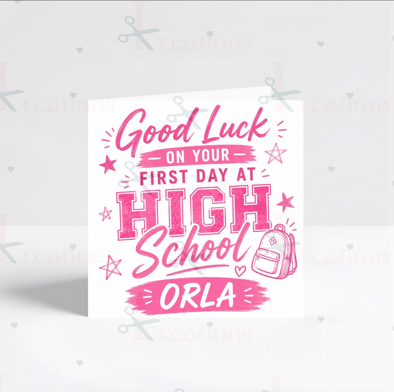 Personalised Good Luck on Your First Day at High School Card | 2 Designs Available | Custom Name Card