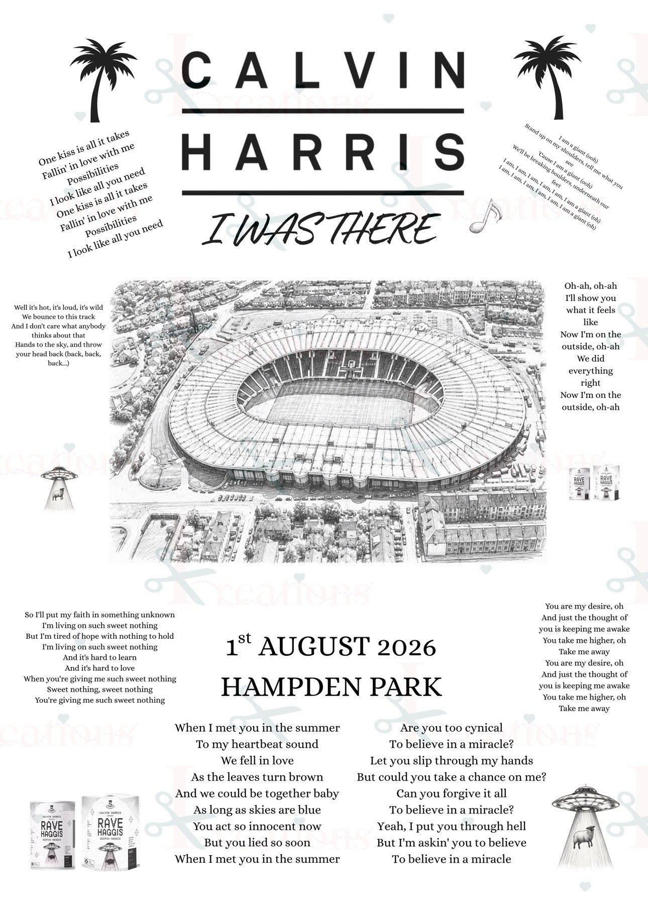 Calvin Harris “I Was There” A4 Concert Print – Hampden Park 2026 Keepsake