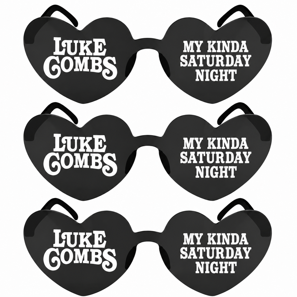 Personalised Luke Combs Heart Sunglasses | Festival & Concert Glasses | Vinyl or Rhinestone Design