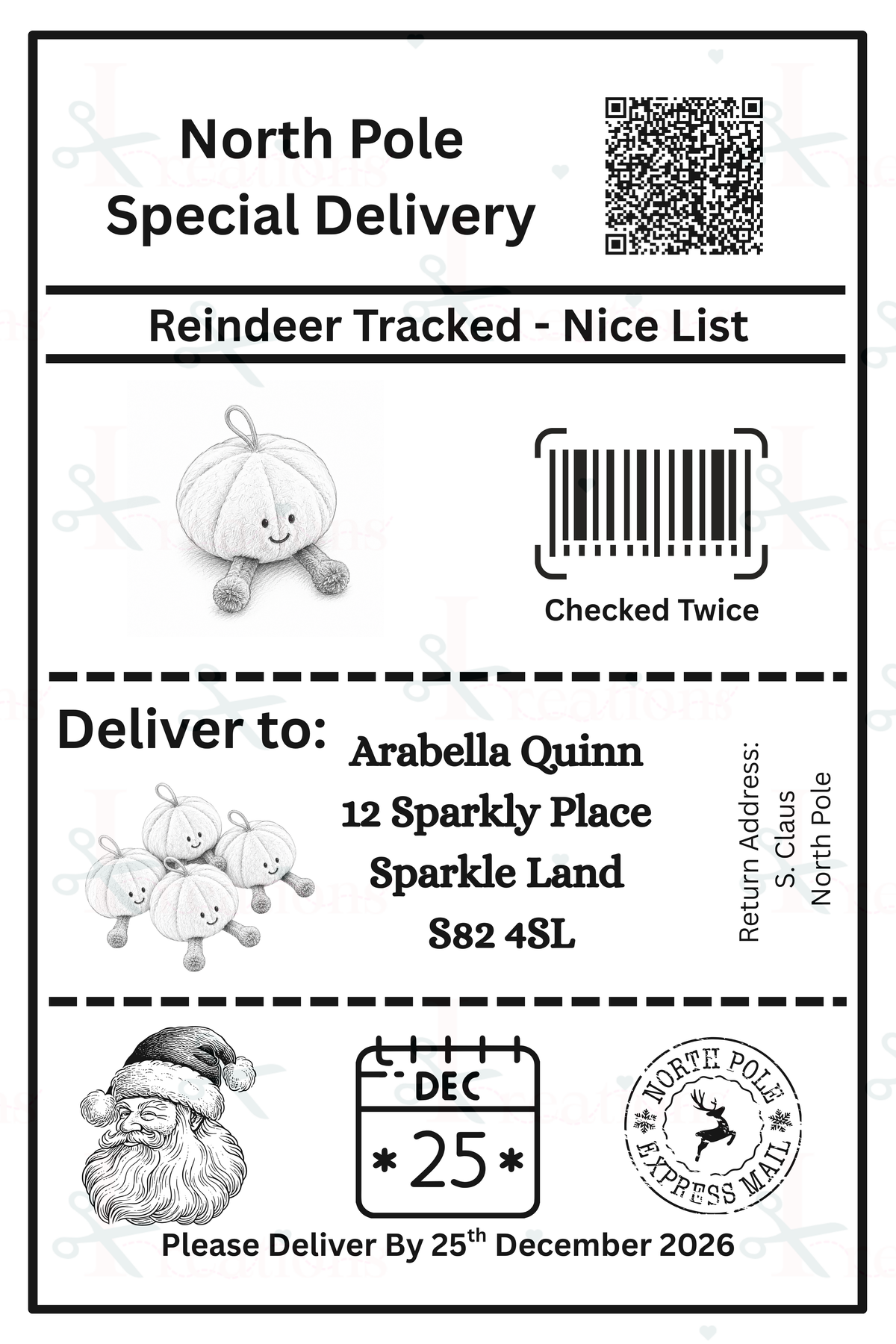 Character North Pole Postage Labels (pack of 10 or 25 Character Labels)