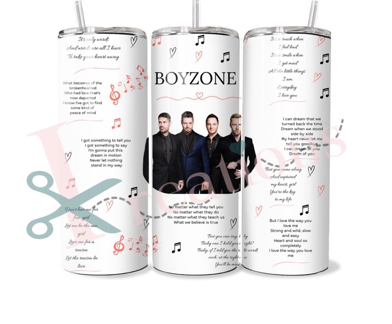 BOYZONE 20oz Stainless Steel Tumbler with Straw - With a mix of Boyzone songs - Perfect for Music Lovers