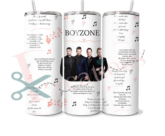 BOYZONE 20oz Stainless Steel Tumbler with Straw - With a mix of Boyzone songs - Perfect for Music Lovers