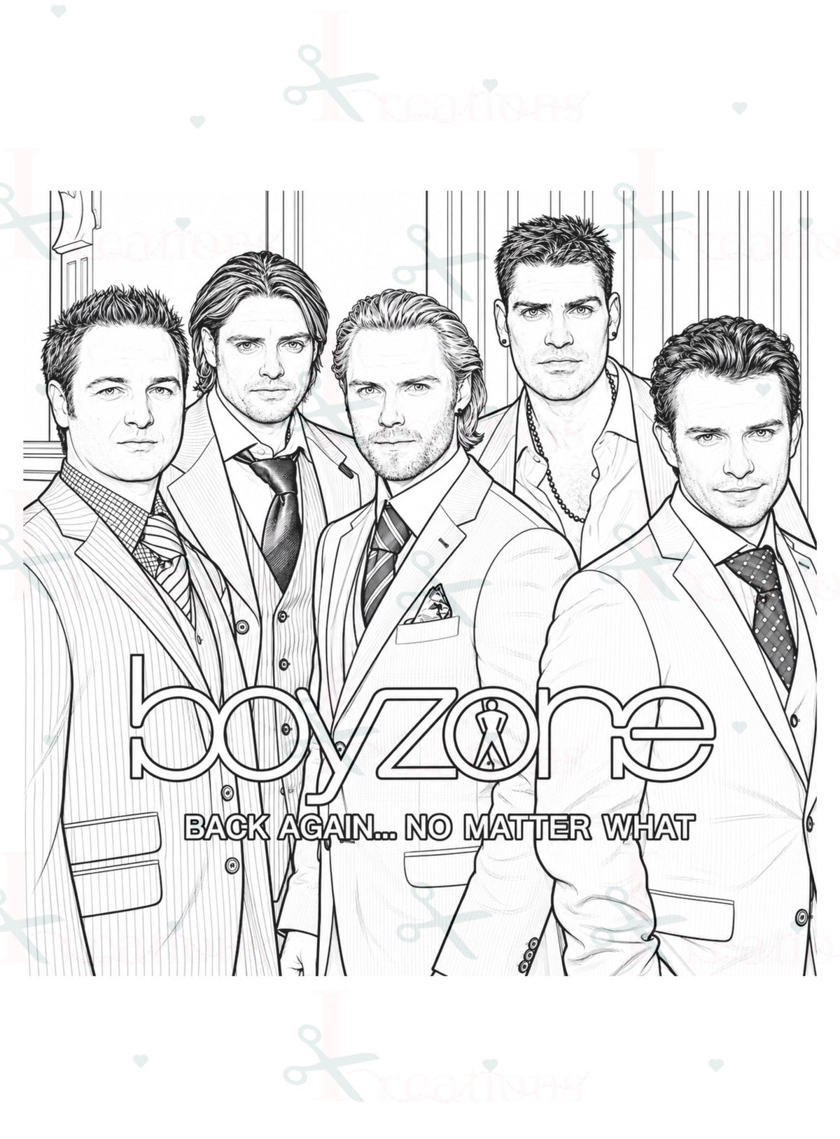 90s Boyband Colouring Book | 12 A4 Colouring Pages | Silver Ring Bound | Nostalgic Music Gift