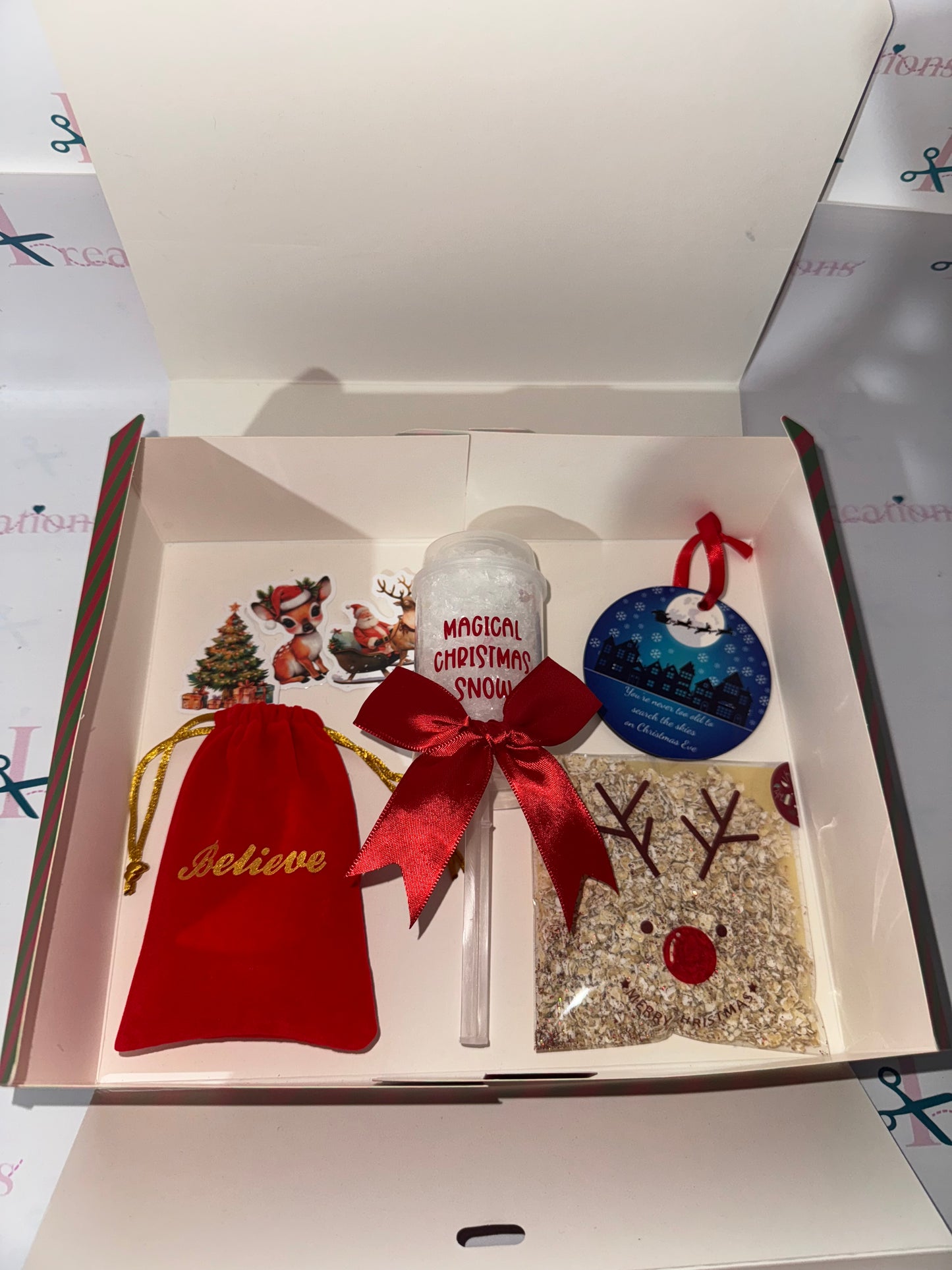 Personalised Christmas Eve Box with all contents pictured