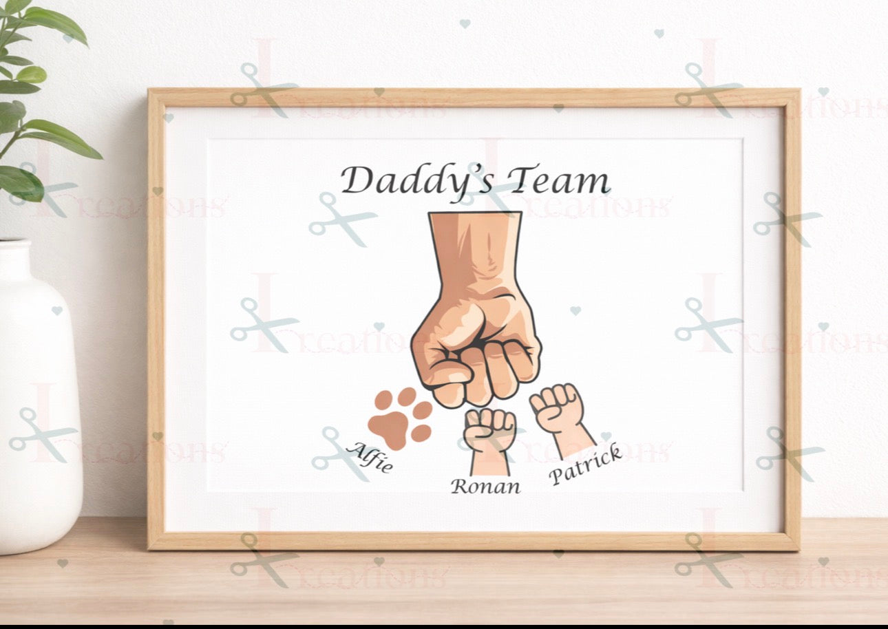 Father’s Day print - Daddy’s / Granda’s Team - customisable to suit your family