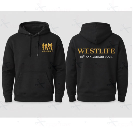 Westlife 25th Anniversary Tour Inspired Hoodie | Black Unisex Concert Hoodie | Front & Back Design