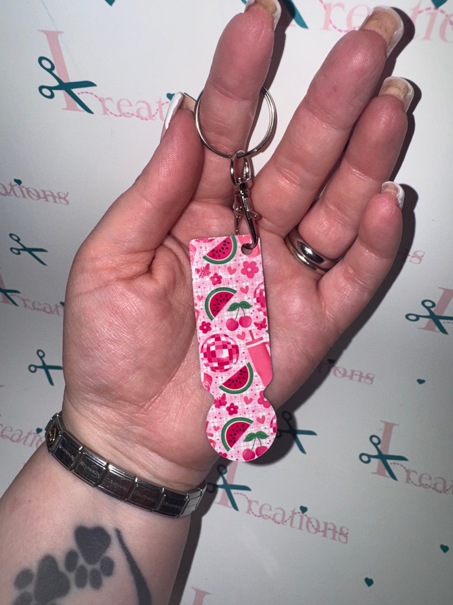 Watermelon Disco Pink Trolley Keychain 🍉🪩