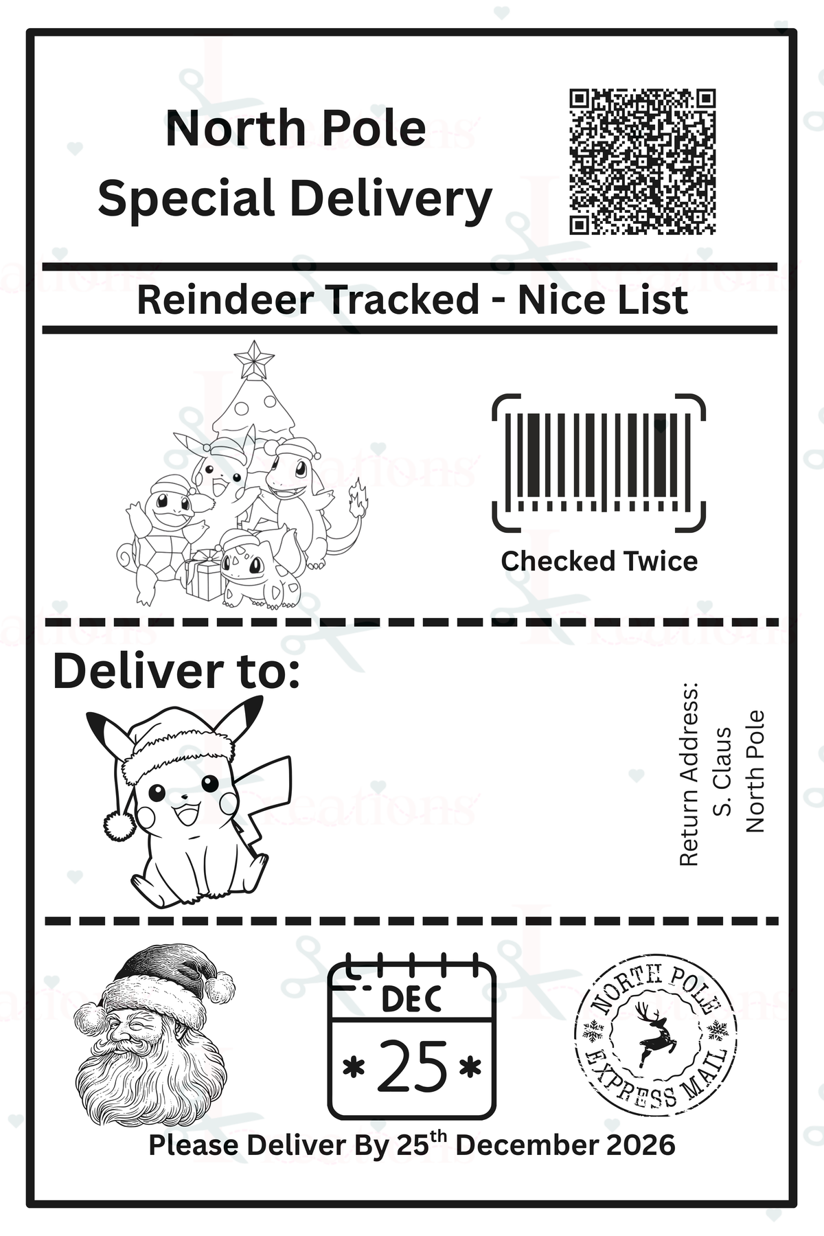 Character North Pole Postage Labels (pack of 10 or 25 Character Labels)