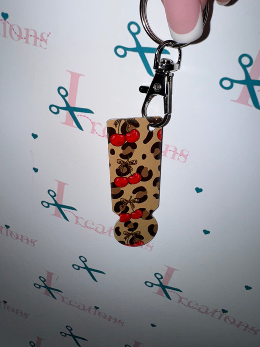 Leopard print cherry design Trolley Keychain 🐆🍒