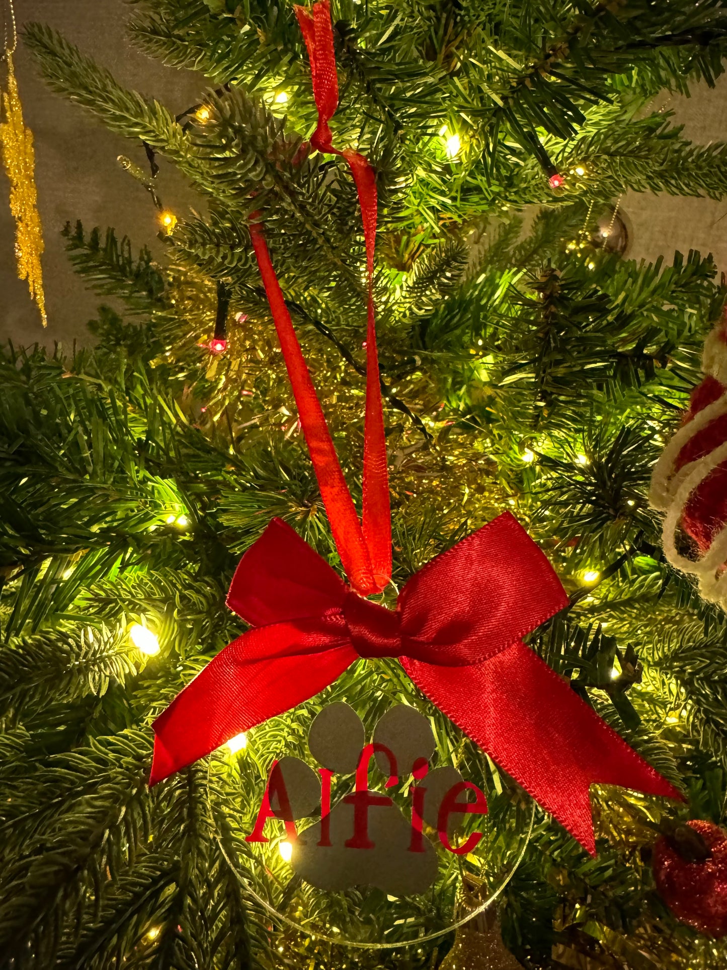Dog paw Christmas bauble