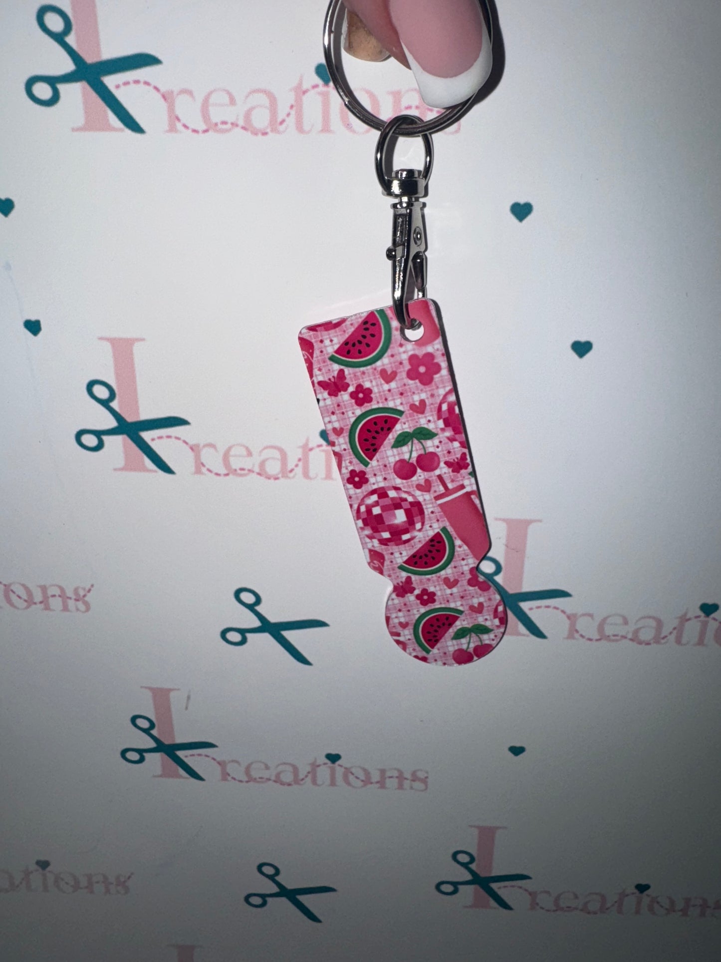 Watermelon Disco Pink Trolley Keychain 🍉🪩