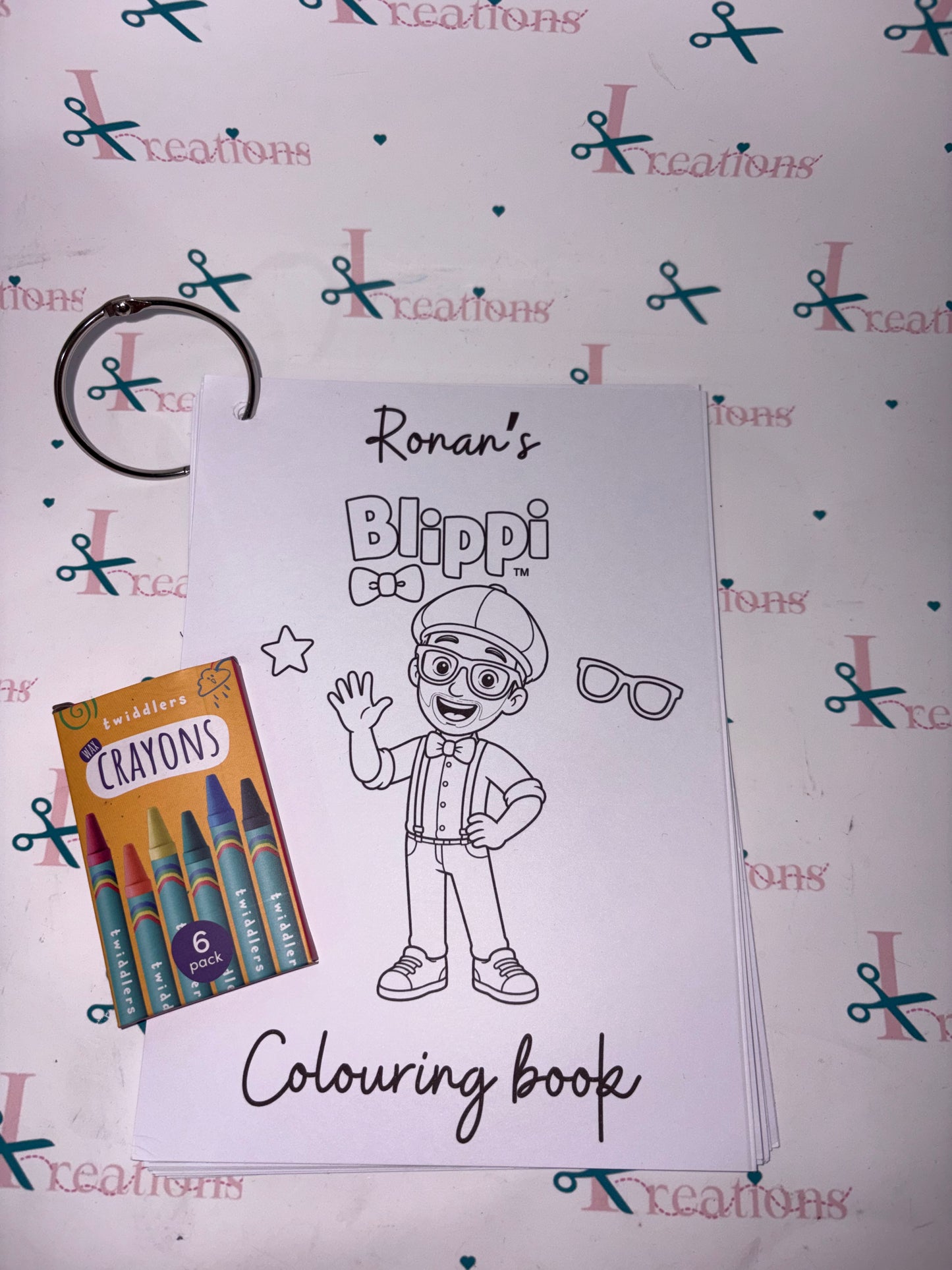 Personalised 12 Page Themed Colouring Book with Crayons & Reusable Ring Binder