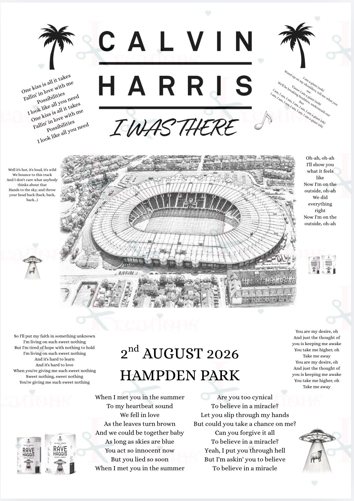 Calvin Harris “I Was There” A4 Concert Print – Hampden Park 2026 Keepsake