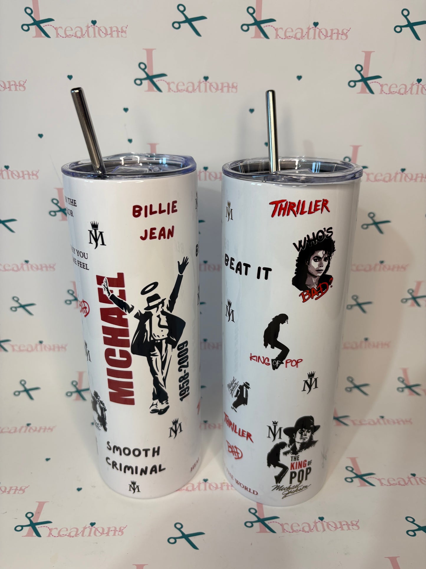 Michael Jackson Inspired 20oz Skinny Tumbler with Straw – King of Pop Tribute Travel Cup