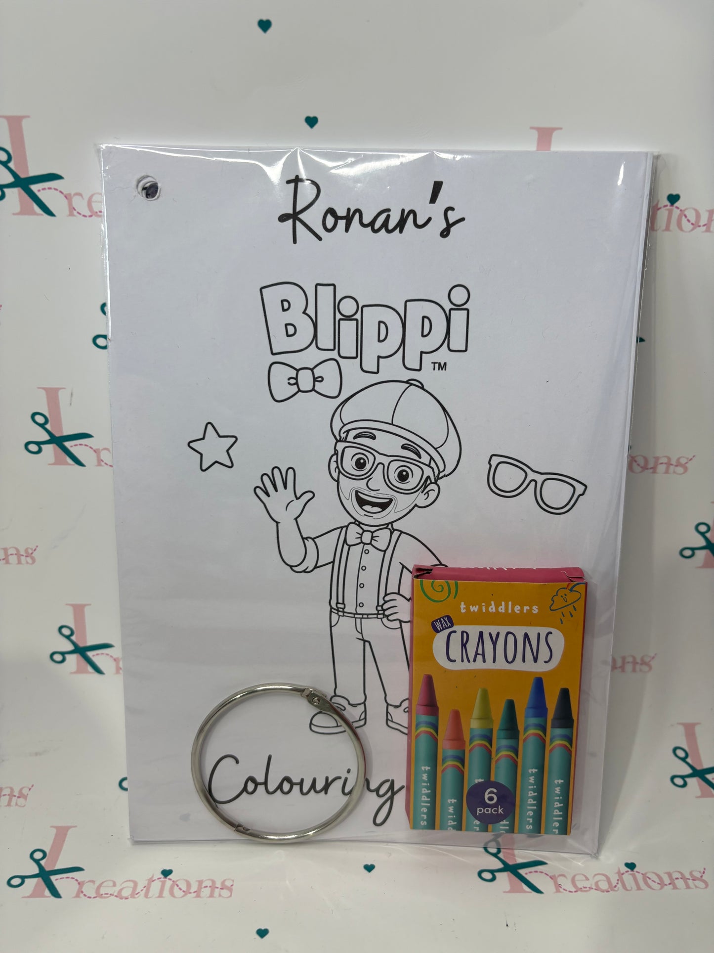 Personalised 12 Page Themed Colouring Book with Crayons & Reusable Ring Binder