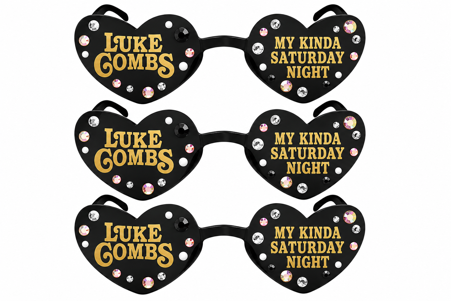 Personalised Luke Combs Heart Sunglasses | Festival & Concert Glasses | Vinyl or Rhinestone Design