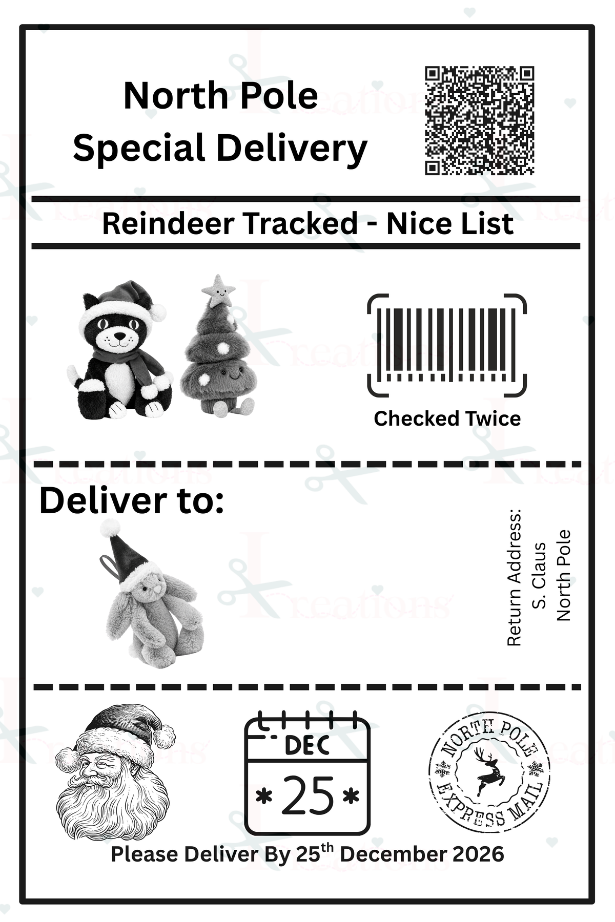 Character North Pole Postage Labels (pack of 10 or 25 Character Labels)
