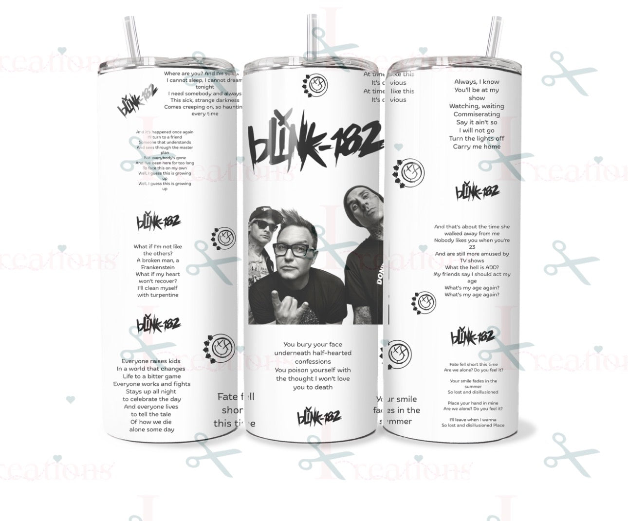 Blink-182 Inspired 20oz Stainless Steel Tumbler – Music & Lyrics Design