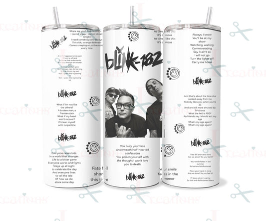 Blink-182 Inspired 20oz Stainless Steel Tumbler – Music & Lyrics Design