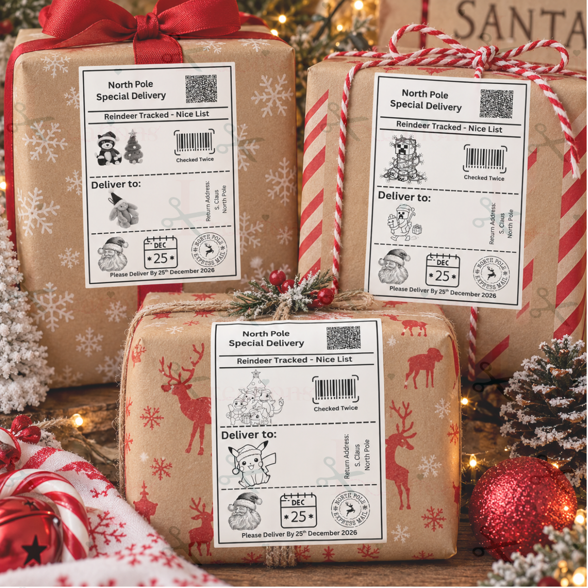 Character North Pole Postage Labels (pack of 10 or 25 Character Labels)